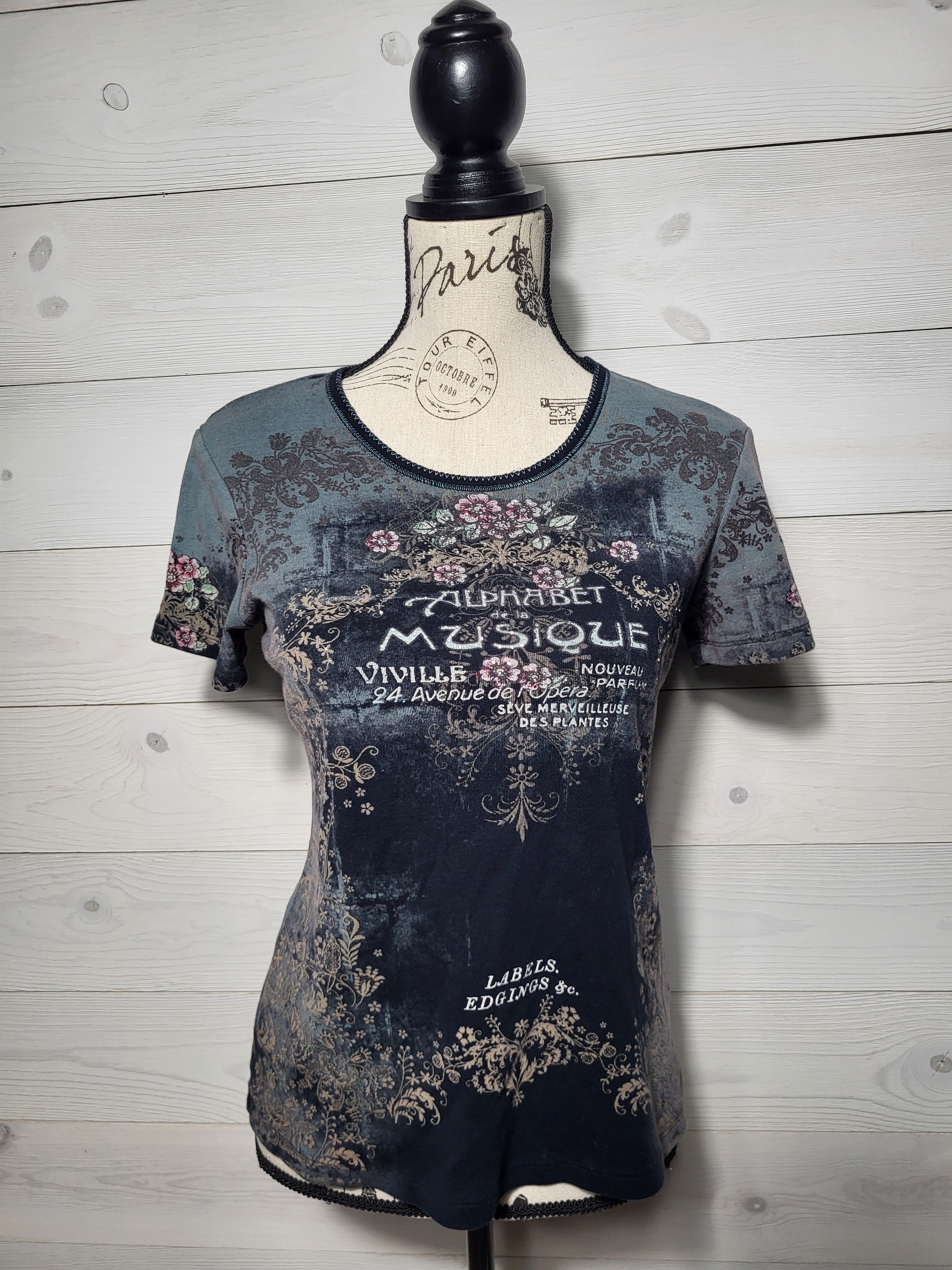 Skinny Minnie Y2k T-Shirt Cotton Floral French Graphic Ombre Vintage Shirt